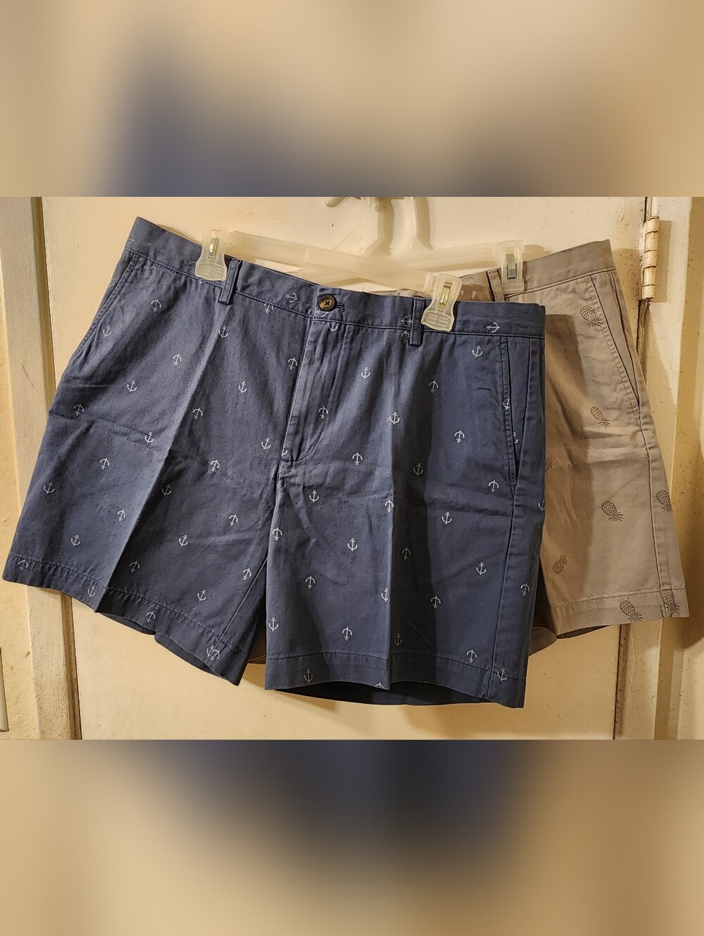 Amazon Essentials Chino Shorts Bundle Navy Anchor Print & Grey Pineapple Print